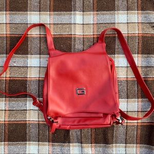 Red PU leather backpack